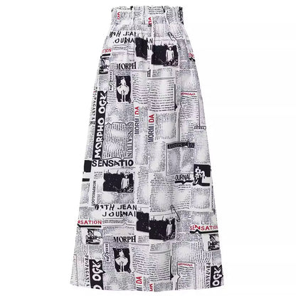Damen Maxirock mit innovativem Zeitungsdruck Stalluxe