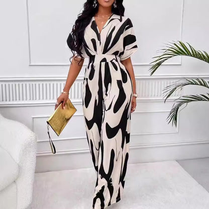 Damen Eleganter Cut-Out Jumpsuit mit modernem Muster Stalluxe
