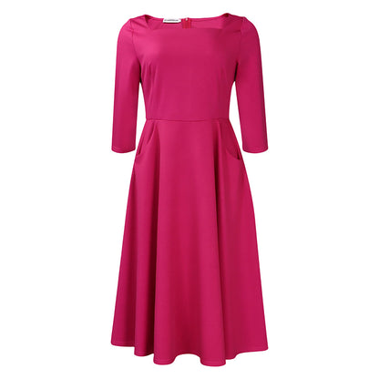 Damen Midi-Kleid mit eleganten Taschen und bequemem Schnitt Stalluxe