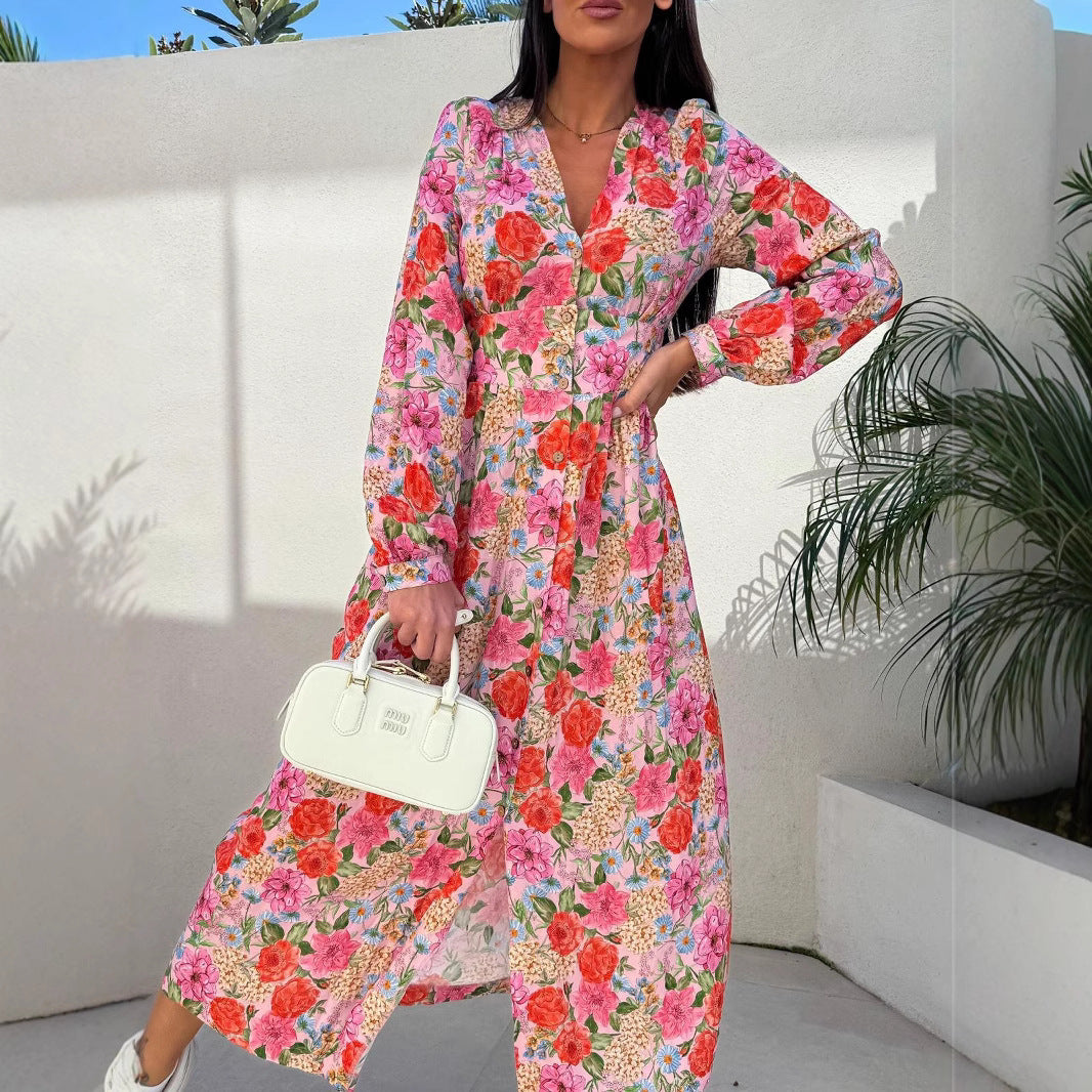 Damen Maxikleid mit floralem Muster Stalluxe