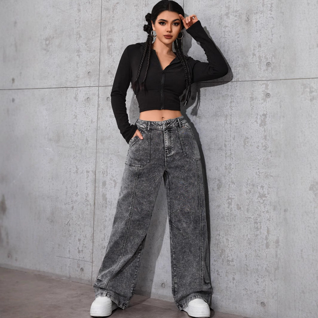 Damen Weit geschnittene High-Waist Jeans mit authentischem Vintage-Look Stalluxe