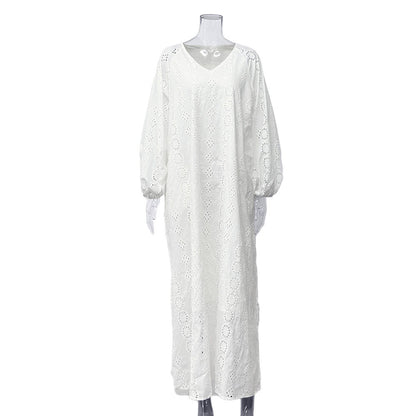 Damen Elegantes Luftiges Strandkleid mit Stickereidetails Stalluxe