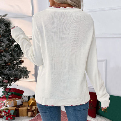 Damen gemütlicher Pullover mit festlichem Schleifen-Motiv Stalluxe