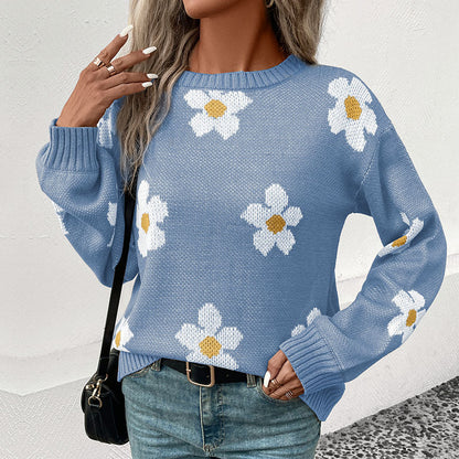 Damen Strickpullover mit floralen Akzenten und weitem Schnitt Stalluxe