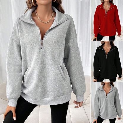 Damen sportlicher Pullover mit hohem Kragen Stalluxe