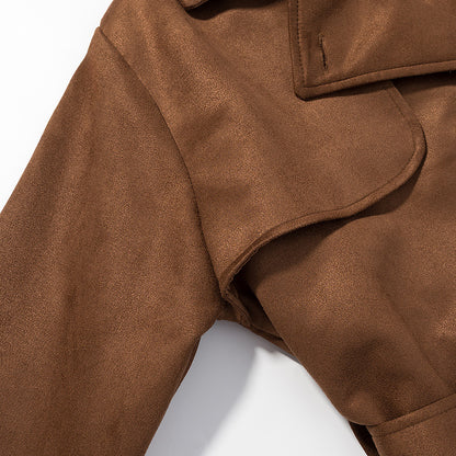 Damen Eleganter Trenchcoat mit taillierbarem Gürtel und klassischem Revers Stalluxe