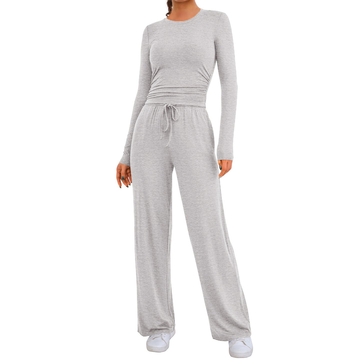 Damen bequemer Jumpsuit mit langem Arm und elastischem Bund Stalluxe