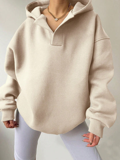Damen Oversize Hoodie mit modernem Kragen und weichem Innenfutter Stalluxe
