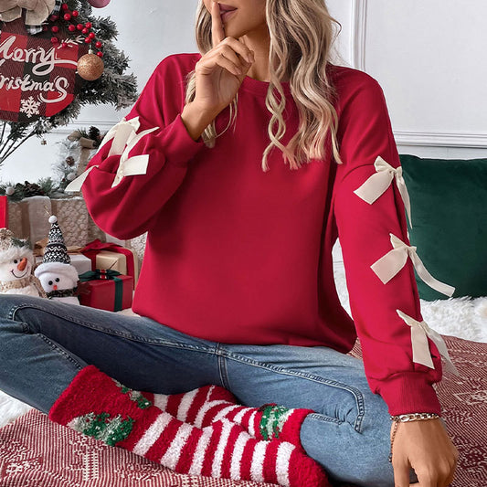 Damen Sweatshirt mit Rüschendetails und Schleifen Stalluxe