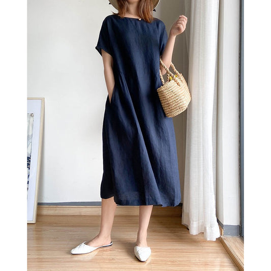 Damen Leichtes und vielseitiges Sommerkleid mit Taschen Stalluxe