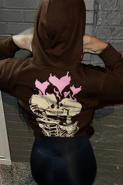 Damen Hoodie mit einzigartigem Skelett-Motiv und Herzgrafik Stalluxe