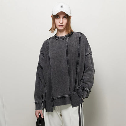 Damen Oversized Sweatshirt mit lässigem Schnitt und trendigen Designelementen Stalluxe Dunkelgrau