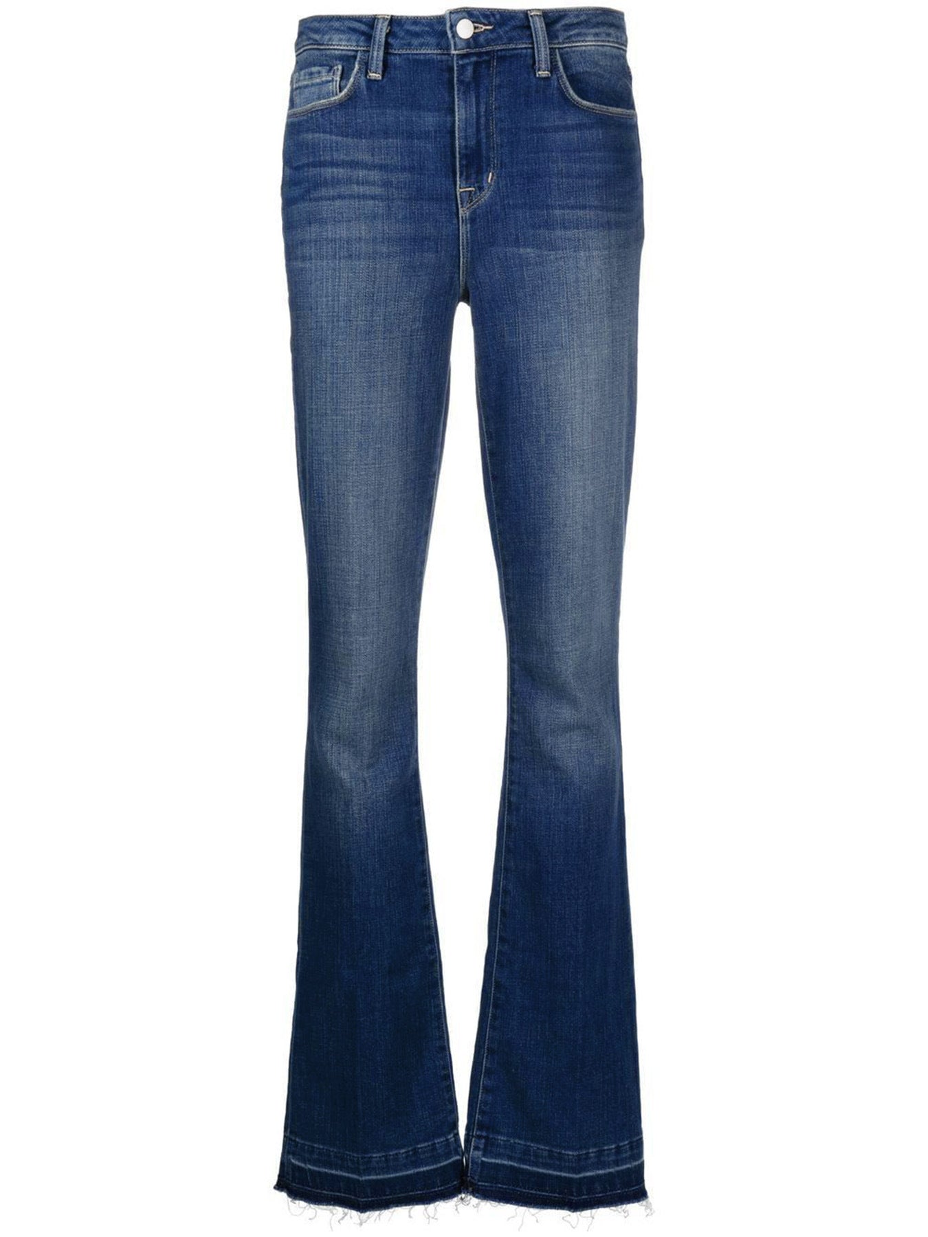 Damen Bootcut Jeans mit angesagten unregelmäßigen Fransen Stalluxe
