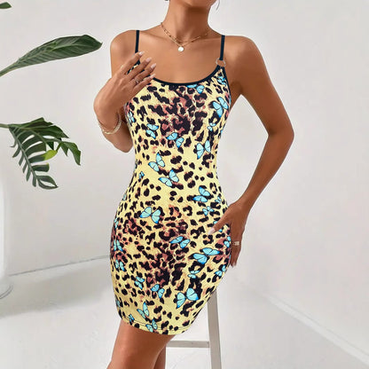 Damen Bodycon Mini Kleid mit Schmetterlings- und Tierdruckdesign Stalluxe