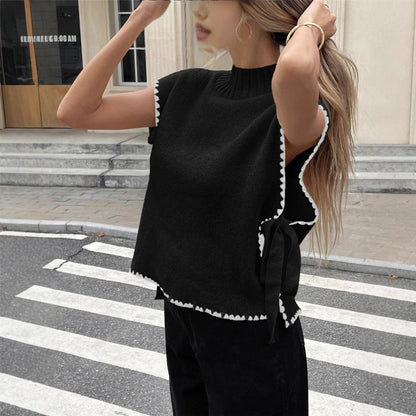 Damen Stricktop mit einzigartigen Cut-Outs und verspieltem Knoten Stalluxe