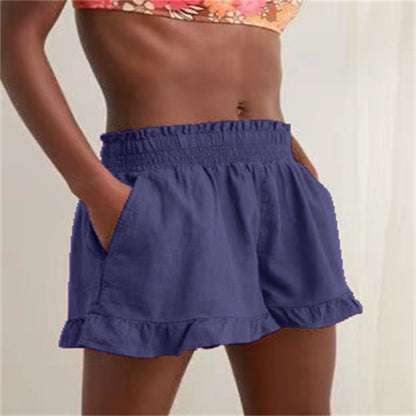 Damen Lockere Shorts mit Volant und Taschen Stalluxe