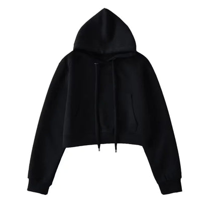 Damen modischer cropped Kapuzenpullover aus sweatshirt Material Stalluxe
