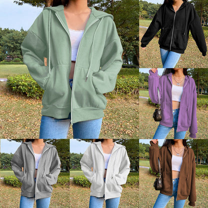 Damen lässige Kapuzenjacke mit großzügigen Taschen Stalluxe