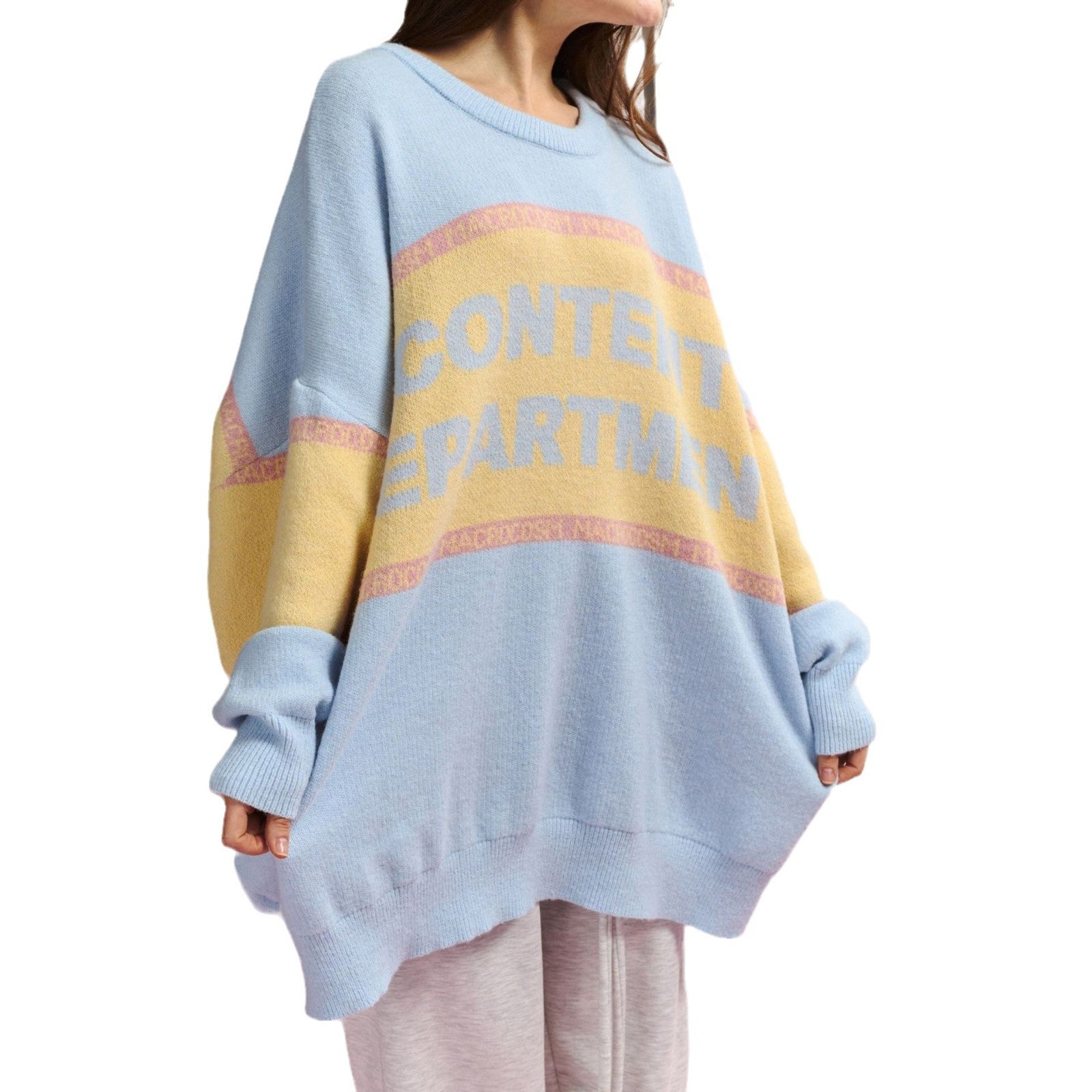 Damen Oversized Pullover mit kreativem Schriftzug Stalluxe