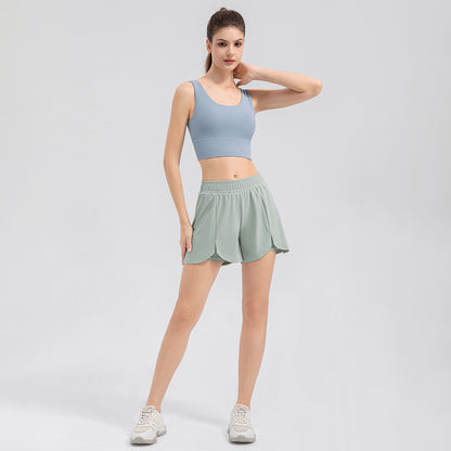 Damen Sportliche Laufshorts mit modischen Schlitzen und elastischem Bund Stalluxe