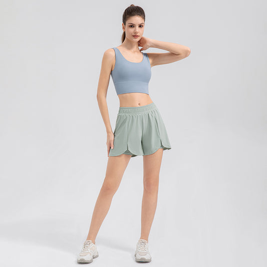 Damen Sportliche Laufshorts mit modischen Schlitzen und elastischem Bund Stalluxe
