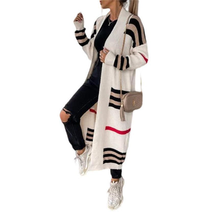 Damen Langstrickjacke im trendigen Streifenmuster Stalluxe