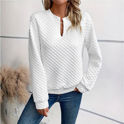Damen Strickpullover mit strukturiertem Muster und modischem V-Ausschnitt Stalluxe