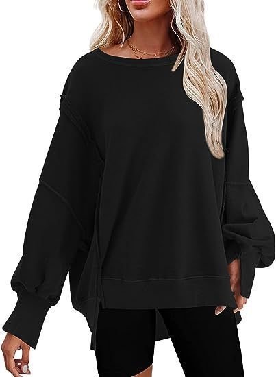 Damen Oversize Sweatshirt mit ballonartigen Ärmeln Stalluxe Schwarz
