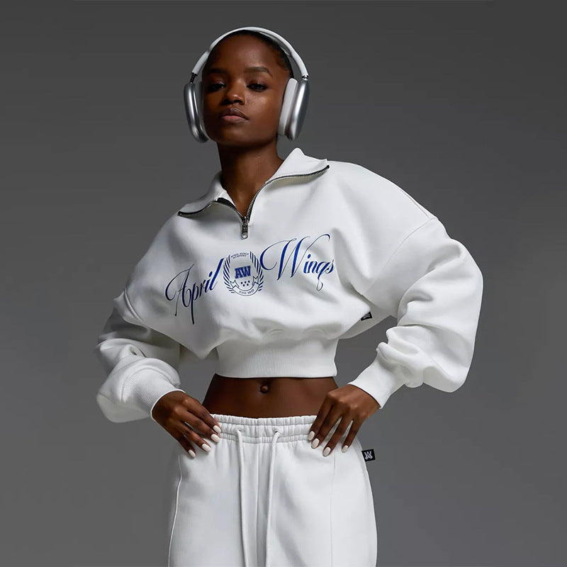 Damen modisches Sweatshirt mit Reißverschluss und weiten Jogginghose Stalluxe