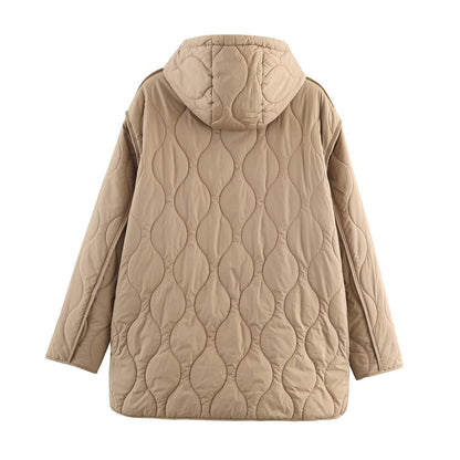 Damen modische gesteppte Übergangsjacke mit Kapuze und seitlichen Eingrifftaschen Stalluxe
