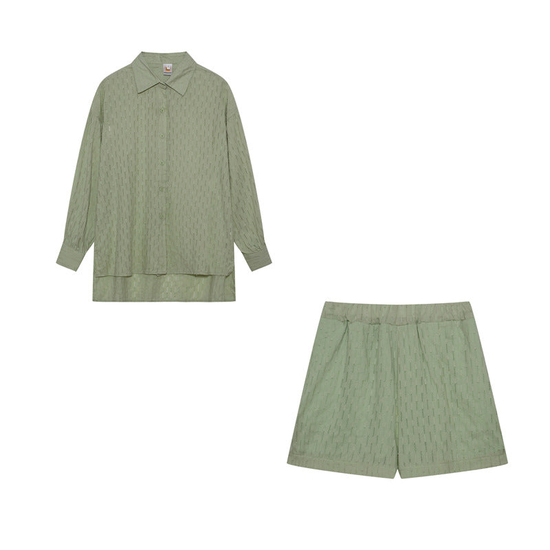 Damen lässiges Set mit atmungsaktiver Hemdbluse und komfortablen Shorts Stalluxe