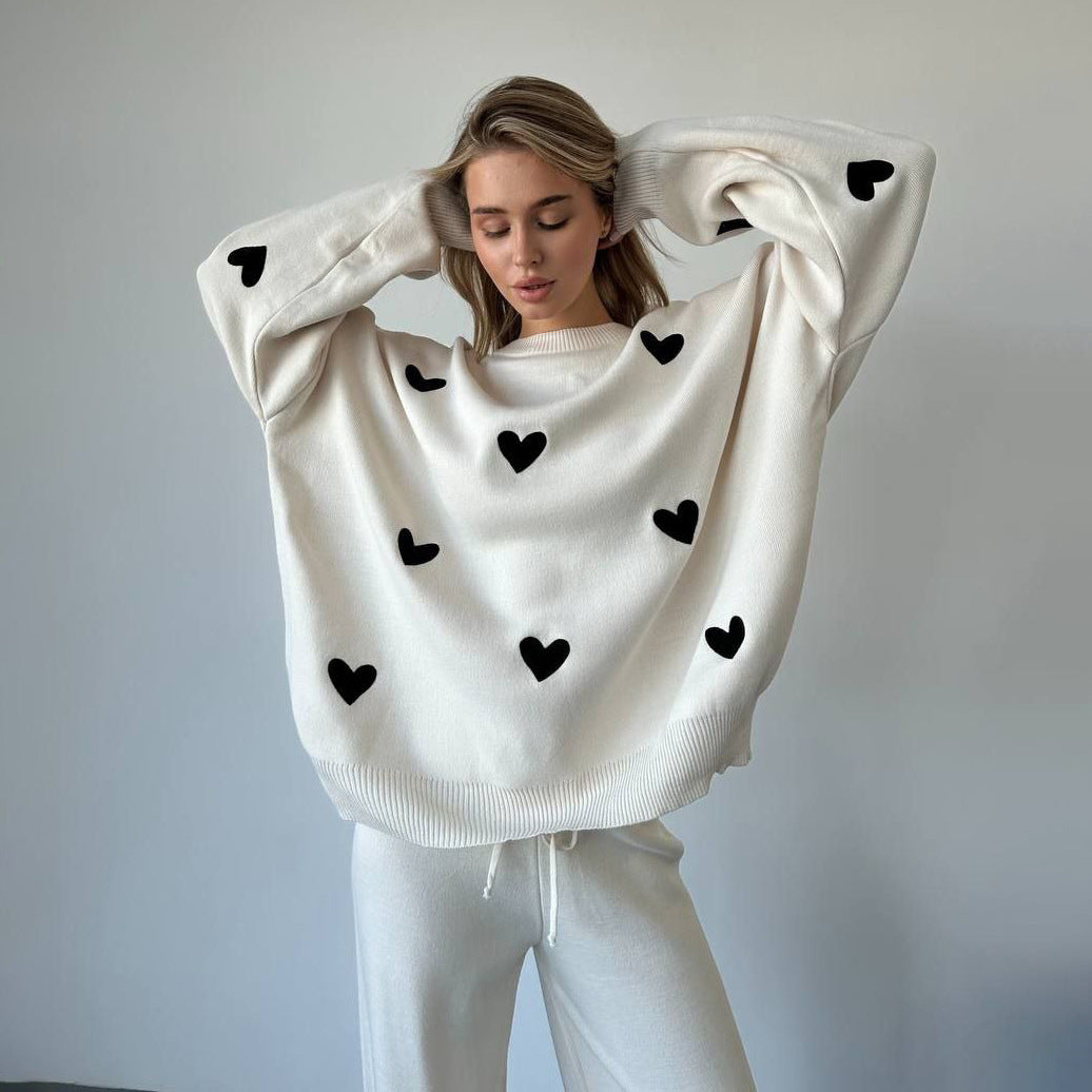 Damen Oversized Pullover mit Herzmotiv Stalluxe