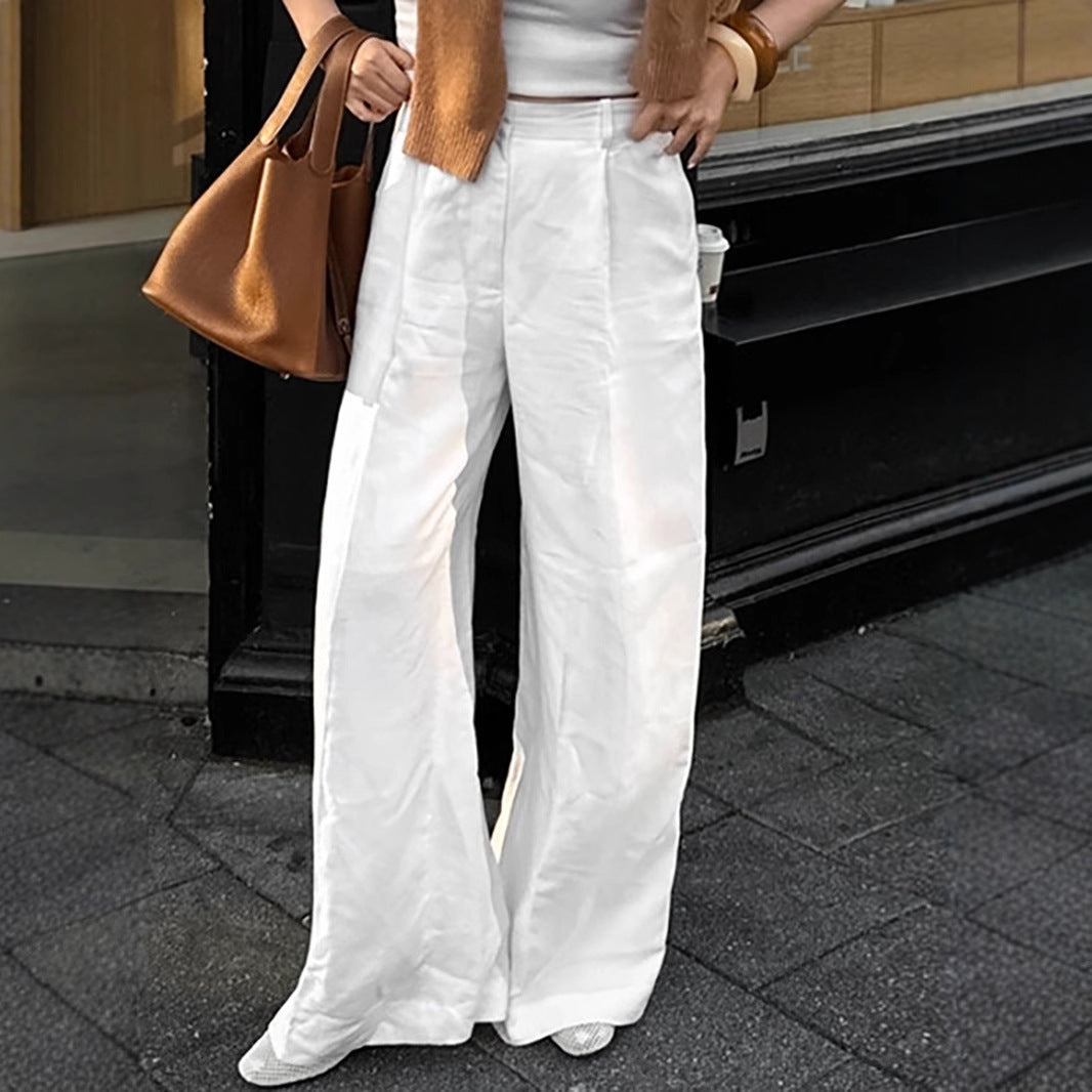 Damen leichte, lässige Palazzo-Hose mit hohem Bund und schwingendem Schnitt Stalluxe