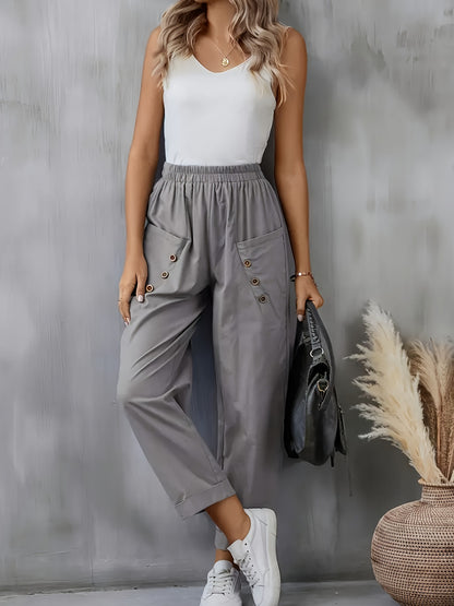 Damen stilvolle Cargo-Hose mit Knopfdetail und praktischen Taschen Stalluxe