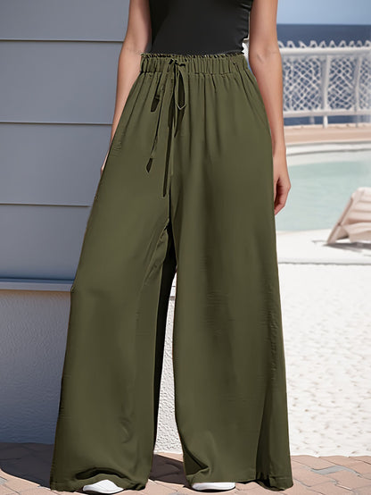 Damen Weite Sommerhose mit elastischem Bund und seitlichem Kordelzug Stalluxe