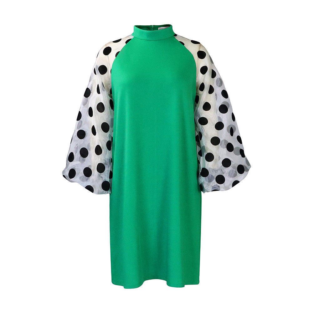 Damen Elegantes Maxikleid mit weit geschnittenen Puffärmeln Stalluxe Grün