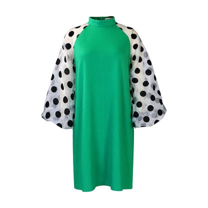 Damen Elegantes Maxikleid mit weit geschnittenen Puffärmeln Stalluxe Grün