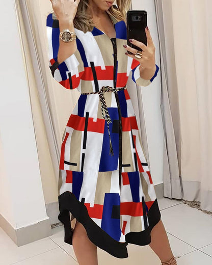 Damen Maxikleid mit Streifenmuster und Taillengürtel Stalluxe