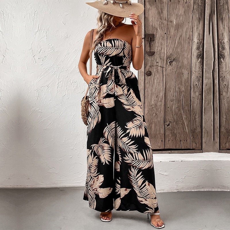 Damen Maxi-Jumpsuit mit strukturiertem Bandeau-Oberteil und lässigem Schnitt Stalluxe