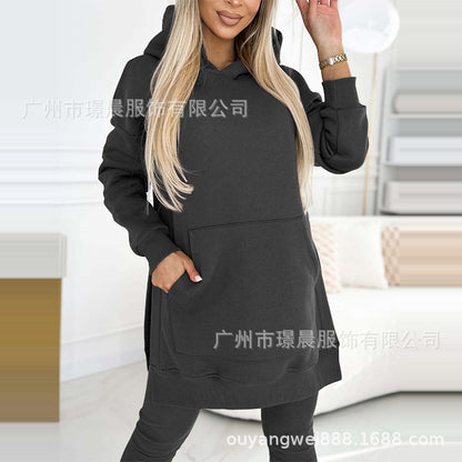 Damen lässiges Hoodie-Kleid Set Stalluxe