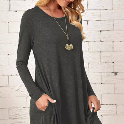 Damen Freizeit-Maxikleid mit praktischen Taschen und lockerem Schnitt Stalluxe