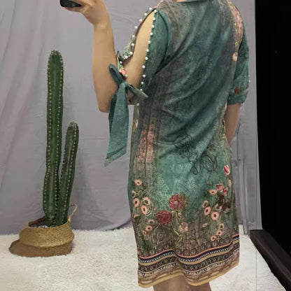 Damen Sommerkleid mit floralen Motiven und schulterfreiem Design Stalluxe