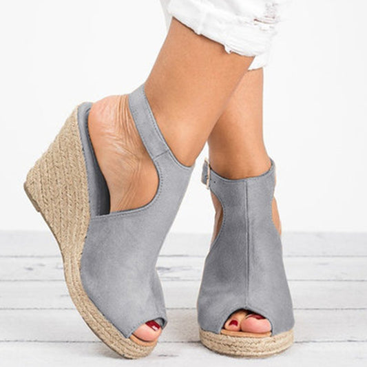 Damen Wedge-Pantoletten mit offenem Zehenbereich und verstellbarem Riemen Stalluxe