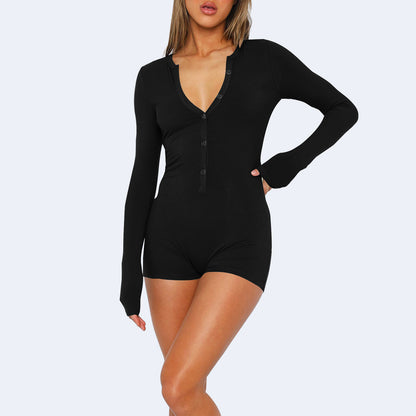 Damen Langarmbody mit Knopfleiste Stalluxe