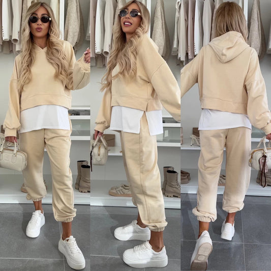 Damen lässiges cropped Hoodie und bequeme Jogginghose Set Stalluxe