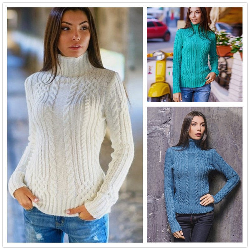 Damen Pullover mit hohem Kragen und Zopfmuster Stalluxe