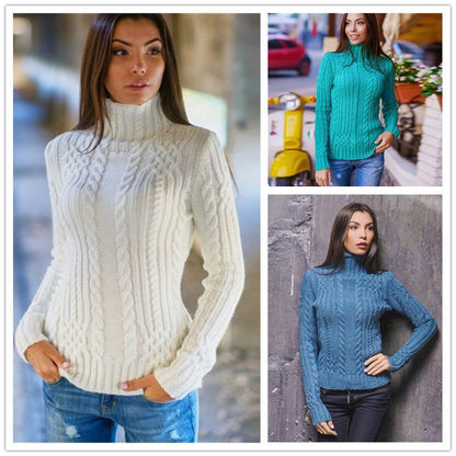 Damen Pullover mit hohem Kragen und Zopfmuster Stalluxe