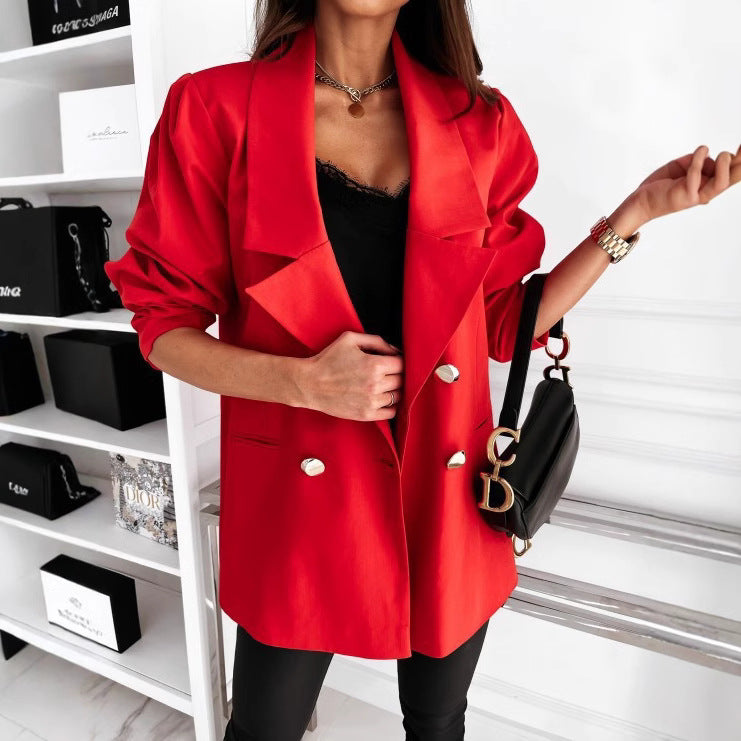 Damen eleganter Oversize-Blazer mit Taschen und Knopfdetails Stalluxe