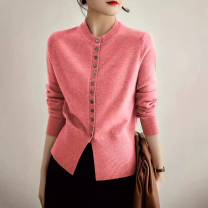 Damen Strickjacke mit feiner Knopfleiste und elegantem Stehkragen Stalluxe