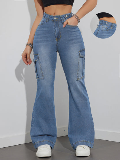 Damen Cargo-Jeans im lässigen Relaxed-Fit-Stil mit hohem Bund Stalluxe